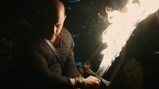 Man holding scissors firework display - anamorphic len free wallpaper