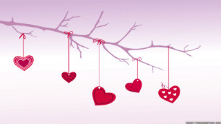 Branch hearts hanging bow end - end free wallpaper for desktop