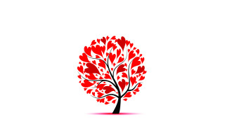 Red tree heart shape leaves - the shape of a heart free wallpaper
