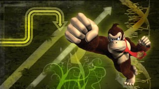 Monkey air fist green background - a yellow arrow free wallpaper