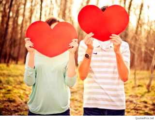Two people red hearts woods - red heart free wallpaper