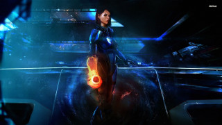 Futuristic suit glowing object space - a neon light free wallpaper