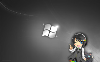 Girl headphones windows logo cat - rtx free wallpaper