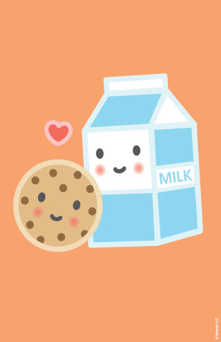 Cartoon milk carton cookie heart - free love wallpaper