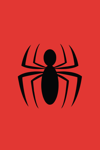 Spider logo red background black 2 - marvel comic free wallpaper for mobile