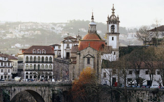 Bridge clock tower city buildings - both side free wallpaper