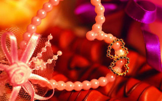 Pearl necklace bow ribbon art - the neck free wallpaper for desktop