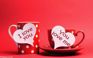 Red hearts cups love plate 3 - a plate free wallpaper