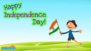 Boy holding flag independence day - a cartoon free wallpaper