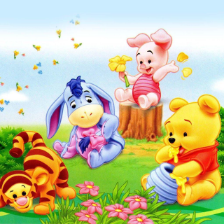 Pooh friends flower field butterflies - a winnie free wallpaper