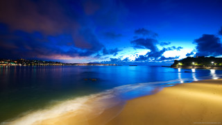Beach water city night clouds 4 - almada negreiro free wallpaper