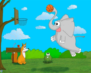 Cartoon elephant basketball animals park - amédée ozenfant free wallpaper