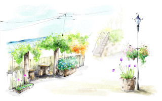 Garden lamp post flowers pots - a lamp post free wallpaper