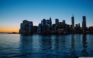 City skyline sunset water boat 2 - ashcan school free wallpaper for desktop