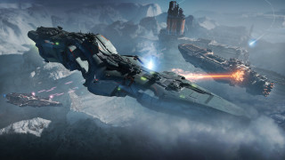 Ships flying sky mountains group - mountainous free wallpaper