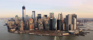 City tall buildings water bridge - ashcan school free wallpaper for desktop