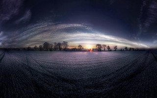 Field trees sky clouds sunset - free sky wallpaper for desktop