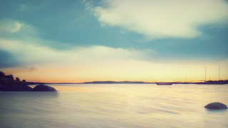 Boat sunset water clouds sky - cinematic free wallpaper