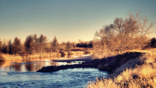 River field forest sunset bridge - river free wallpaper