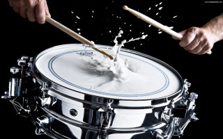 Person playing drum splashing white - hyper real free wallpaper