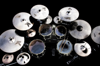 Drum set black background white - eric peterson free wallpaper