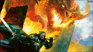 Man sword dragon fire breathing - dragon free wallpaper