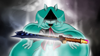 Cartoon character sword blue cloak - sharp foccus ilustration free wallpaper