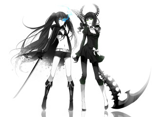 Anime girls long hair horns - one holding free wallpaper for desktop