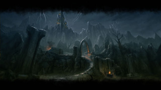 Dark fantasy landscape path castle - a castle in the distance free wallpaper