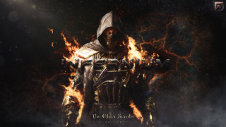 Man suit flames face sword - flame free wallpaper