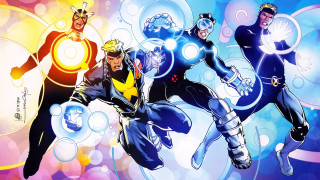 Superheros flying glowing faces marvel - a group of superheros free wallpaper