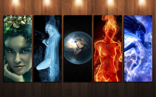 Fire ice woman paintings wall - a series free wallpaper