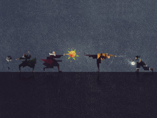 People field stars sunflowers sky - diego gisbert llorens free wallpaper