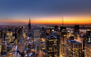 City skyline night empire building 2 - the sun setting free wallpaper