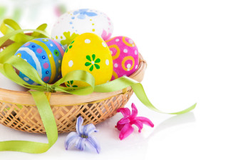 Basket decorated eggs table flower - egg free wallpaper