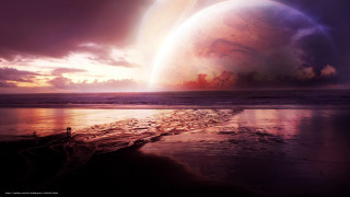 Planet sky background person beach - the beach in the foreground free wallpaper