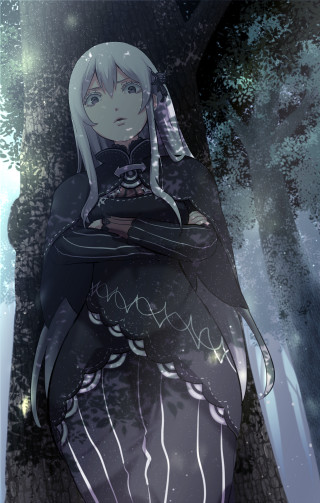 White haired woman gothic forest - her eye free wallpaper for mobile