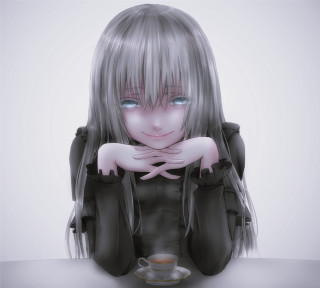 Girl long hair sitting floor - free 3d render wallpaper for tablet