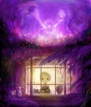 Window boy looking ghost painting - a little boy free wallpaper
