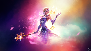 Woman dress wand star colorful - her hand and a star free wallpaper