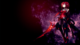 Anime character scissor red background 2 - behind her free wallpaper