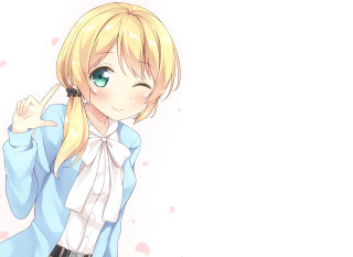 Blonde woman phone blue shirt - a phone free wallpaper