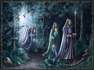 Medieval women woods light candle - free fantasy wallpaper