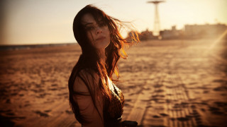 Woman beach hair wind water - her hair free wallpaper for desktop