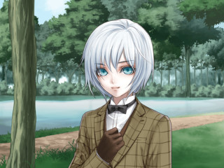 White hair bow tie park - tree and water free wallpaper