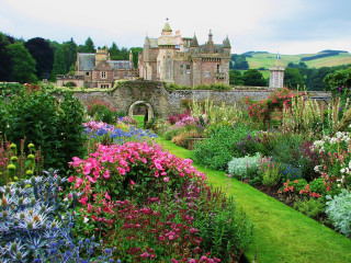 Garden castle flowers green lawn - alexander johnston free wallpaper for desktop