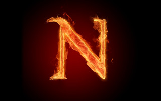 Fire letter n black background - flame free wallpaper for desktop