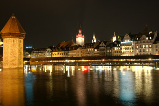 City bridge clocktower night reflections - heidelberg school free wallpaper for desktop