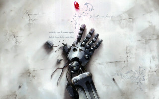 Robot hand red light metal 2 - ghost in the shell free wallpaper
