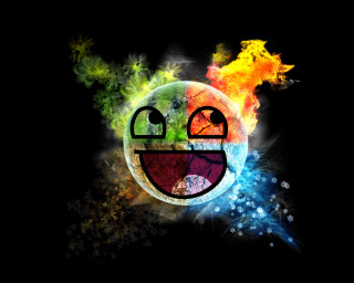 Smiley face fire mouth eyes - a smiley face free wallpaper